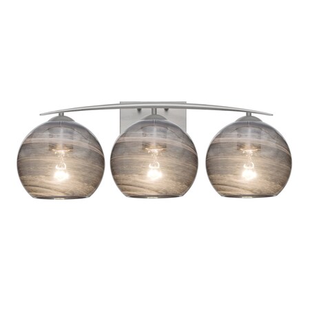 Besa Lighting Jilly Vanity, Vapor Smoke, Satin Nickel Finish, 3x60W Incandescent 3WC-JILLYSM-SN